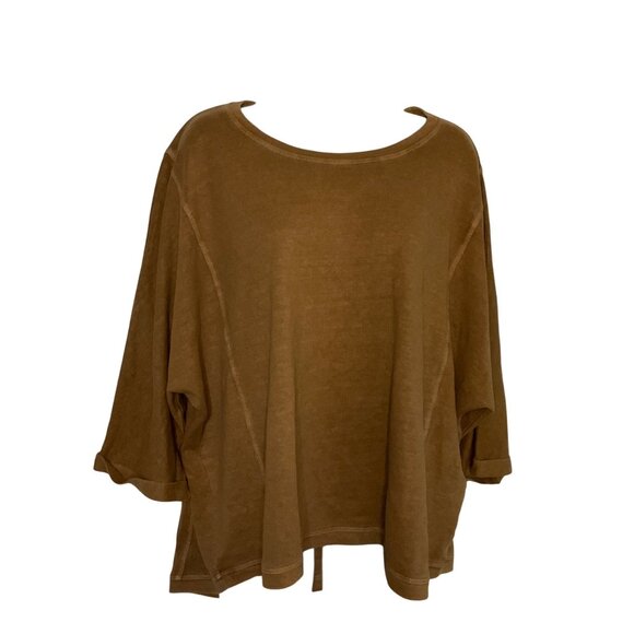 Oversized Poetry Womens Top Hemp & Cotton Blend Loose Fit Tan Color 12 L Boxy - Picture 2 of 9